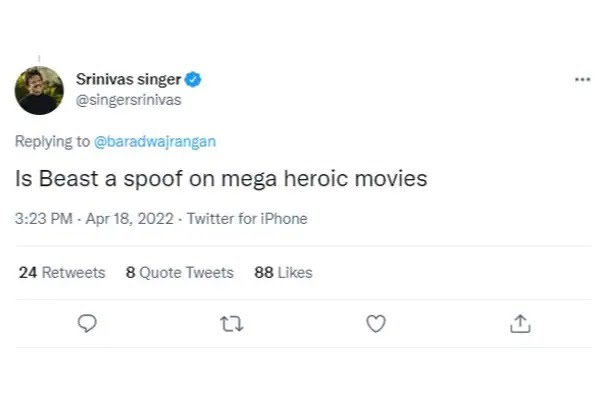 Singer Srinivas About Beast Movie