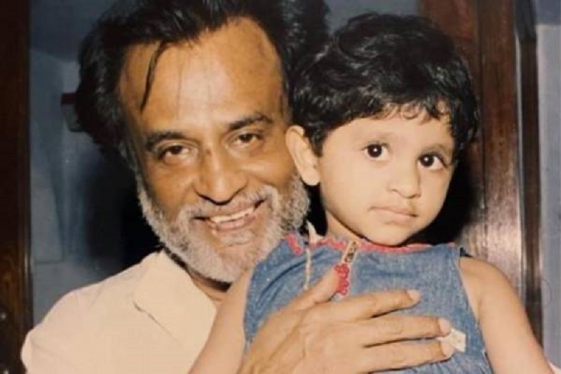 famous celebrity daughter with rajinikanth in childhood photo